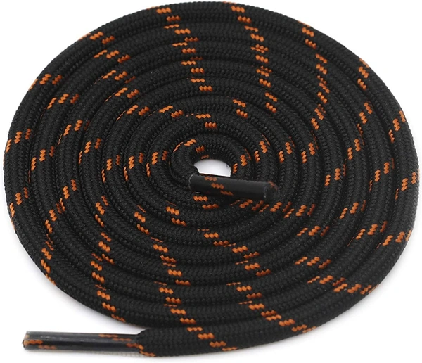 GRAH SANGRAH® (2 Pair) Shoelaces for Hiking Shoes, Outdoor Walking Sneakers, Outdoor Hiking, Climbing, Basketball, Work Boot, Running , Sport Shoes - 120 cm, Black Orange